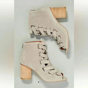 Anthropologie Jeffrey Campbell Salazar shooties boots heels gray suede 37 7